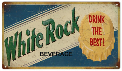 Vintage White Rock Beverage Metal Sign