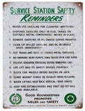 Vintage Service Station Safety Reminders Sign