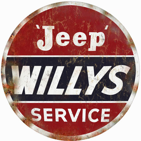 Vintage Willys Jeep Service Sign 14 Round