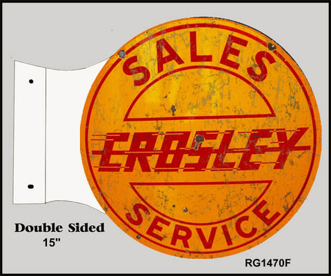 Vintage Crosley Sales Service Flange Sign 15x171/2