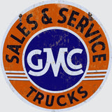Vintage GMC Sales And Service Sign 14 Round