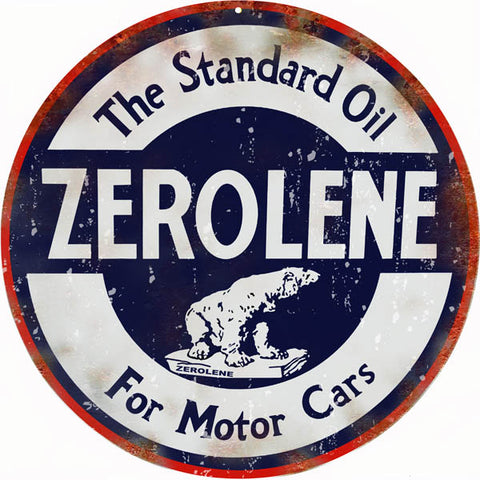 Vintage Zerolene Motor Oil Sign 14 Round
