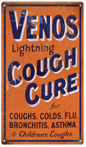 Vintage Venos Cold Medicine Sign 8x14