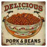 Vintage Pork And Beans Sign 12x12