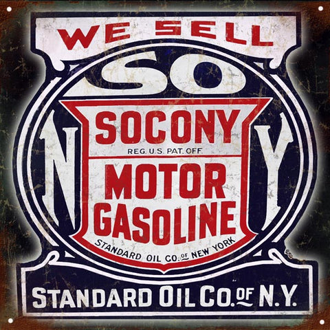 Vintage Socony Motor Gasoline Sign 12x12