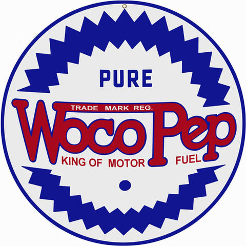 Woco Pep Motor Oil Sign 14 Round