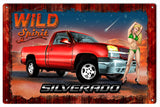 Vintage Wild Silverado Pin Up Girl Sign