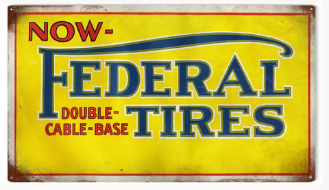 Vintage Federal Tires Sign 8x14