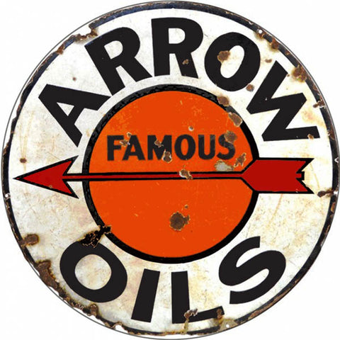 Vintage Arrow Oils Sign 14 Round