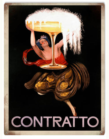 Vintage Contratto Sparkling Wine Sign 9x12