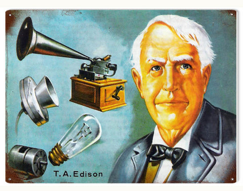 Vintage Thomas Edison Sign 9x12