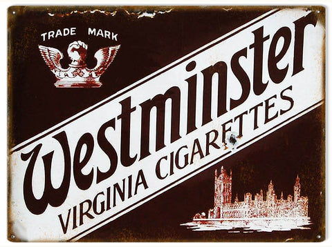 Vintage Westminster Cigarettes Sign 9x12