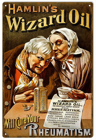 Vintage Hamlins Wizard Oil Sign