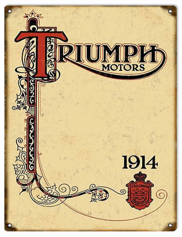 Vintage Triumph Motorcycle Metal Sign