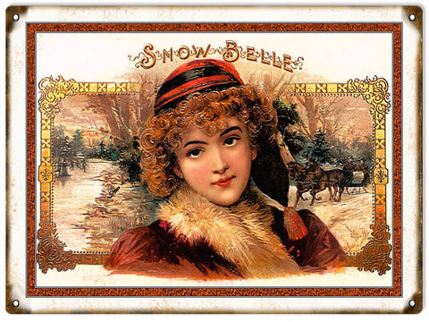 Vintage Snow Belle Cigar Sign 9x12