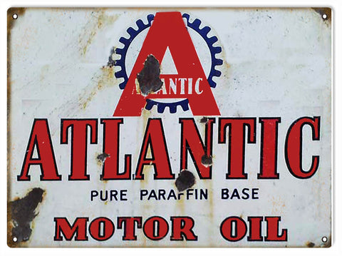 Vintage Atlantic Motor oils Sign 9x12