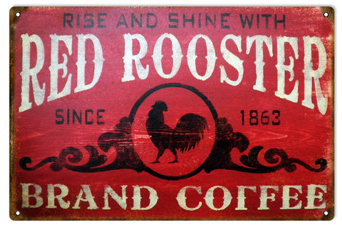 Vintage Red Rooster Coffee Sign