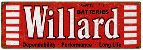 Vintage Willard Battery Sign 6x18