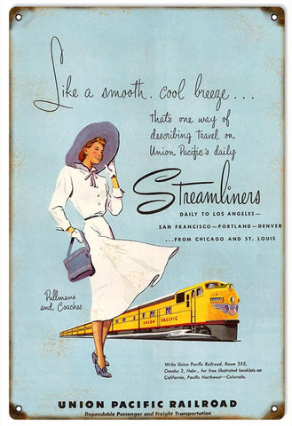 Vintage Union Pacific Railroad Metal Sign