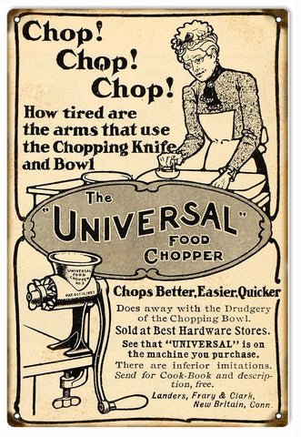 Vintage Universal Food Chopper Metal Sign
