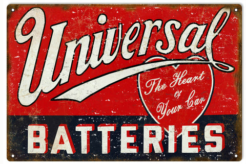 Vintage Universal Batteries Metal Sign