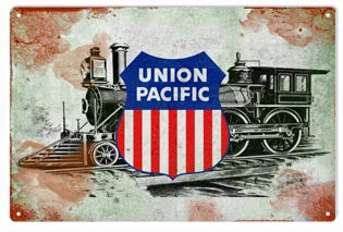 Vintage Union Pacific With 440 Railroad Metal Sign