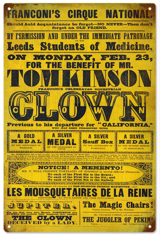 Tomkinson Clown Circus Sign