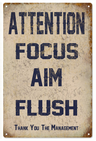 Attention Focus Aim Flush Metal Sign