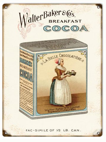 Vintage Walter Baker & Co. Cocoa Metal Sign