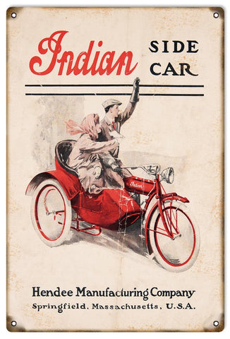 Vintage Indian Side Car Motorcycle Sign