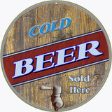 Cold Beer Sold Here Sign 14 Round