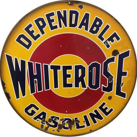 Vintage Whiterose Gasoline Metal Sign