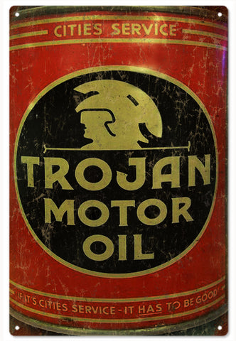 Vintage Trojan Motor Oil Sign