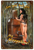 Vintage Moonshine Pin Up Girl Sign 16x24