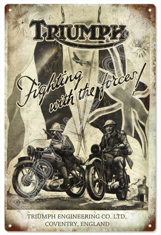Vintage Triumph Motorcycle Metal Sign