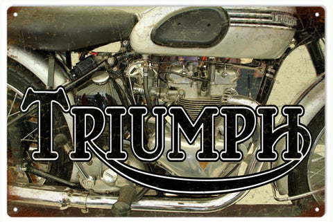 Vintage Triumph Motorcycle Metal Sign