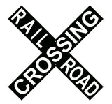 Black With White Cross Buck Railroad Sign