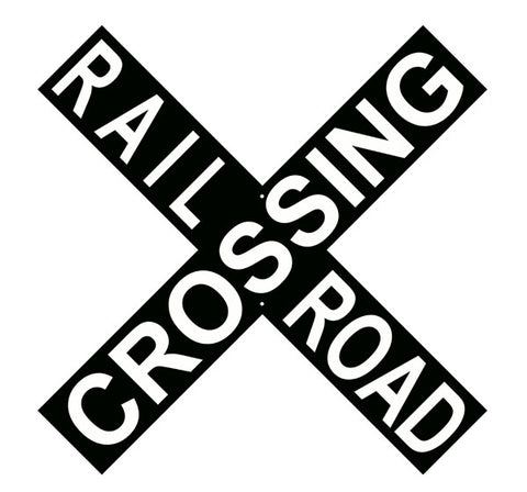 Black With White Cross Buck Railroad Sign