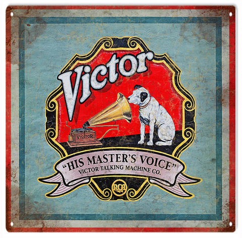 Vintage Victor His Masters Voice Metal Sign