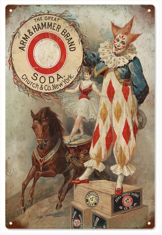 Vintage Clown Arm And Hammer Soda Sign