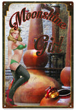 Vintage Moonshine Pinup Girl Sign 16x24