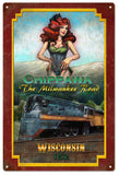Vintage Chippawa Pin Up Girl Railroad Sign 16x24