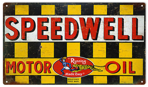 Vintage Speedwell Motor Oil sign 8x14
