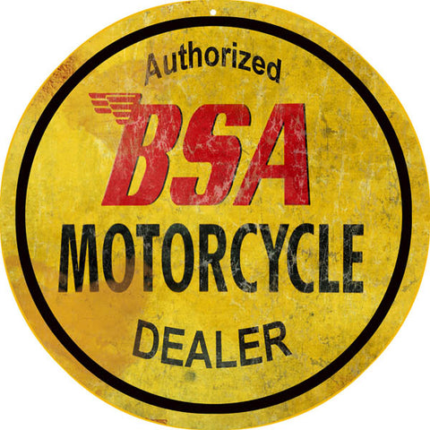 Vintage BSA Motorcycle Sign 14 Round
