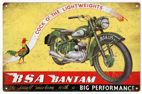 Vintage BSA Bantam Motorcycle Sign 8x14