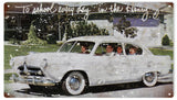 Vintage Henry J Automobile Sign 8x14