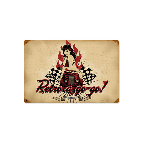 Retro A Go Go Custom Speed Shop Sign Metal Sign Wall Decor 18 x 12