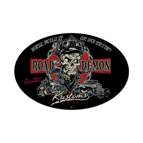 Road Demon Kustoms Metal Sign Wall Decor 18 x 12