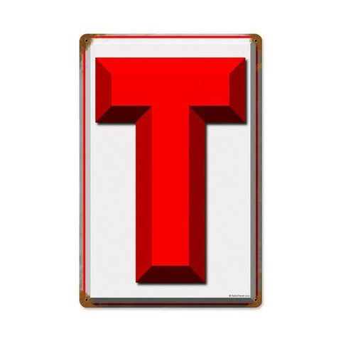 T Metal Sign Wall Decor 12 x 18