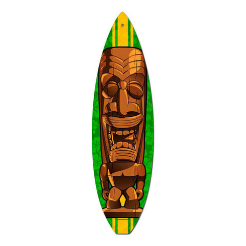 Brown Tiki Metal Sign Wall Decor 6 x 22